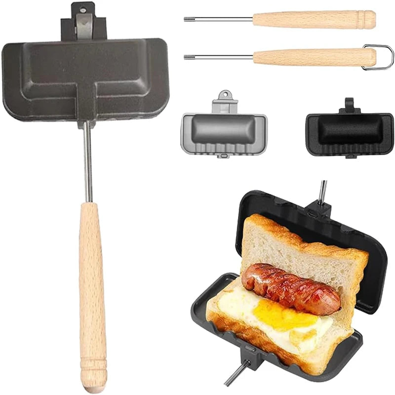 ATWFS Hot Sandwich Maker with Double-Sided Grill Pan